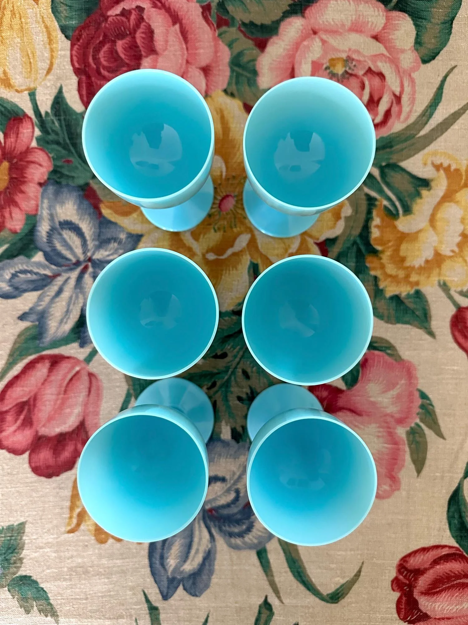 Portieux Vallerysthal French Azure Blue Turquoise Opaline Wine